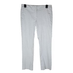 J. Crew Womens Campbell Pants 2 White Black Geometric Print Ankle Length Work